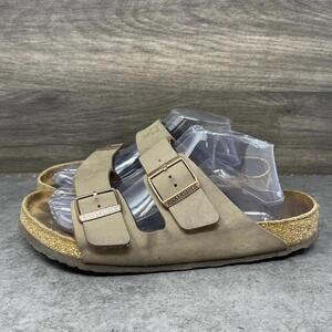 Birkenstock Arizona Sandals Mens Size 8.5 (41) Brown Buckle Leather Suede Slide